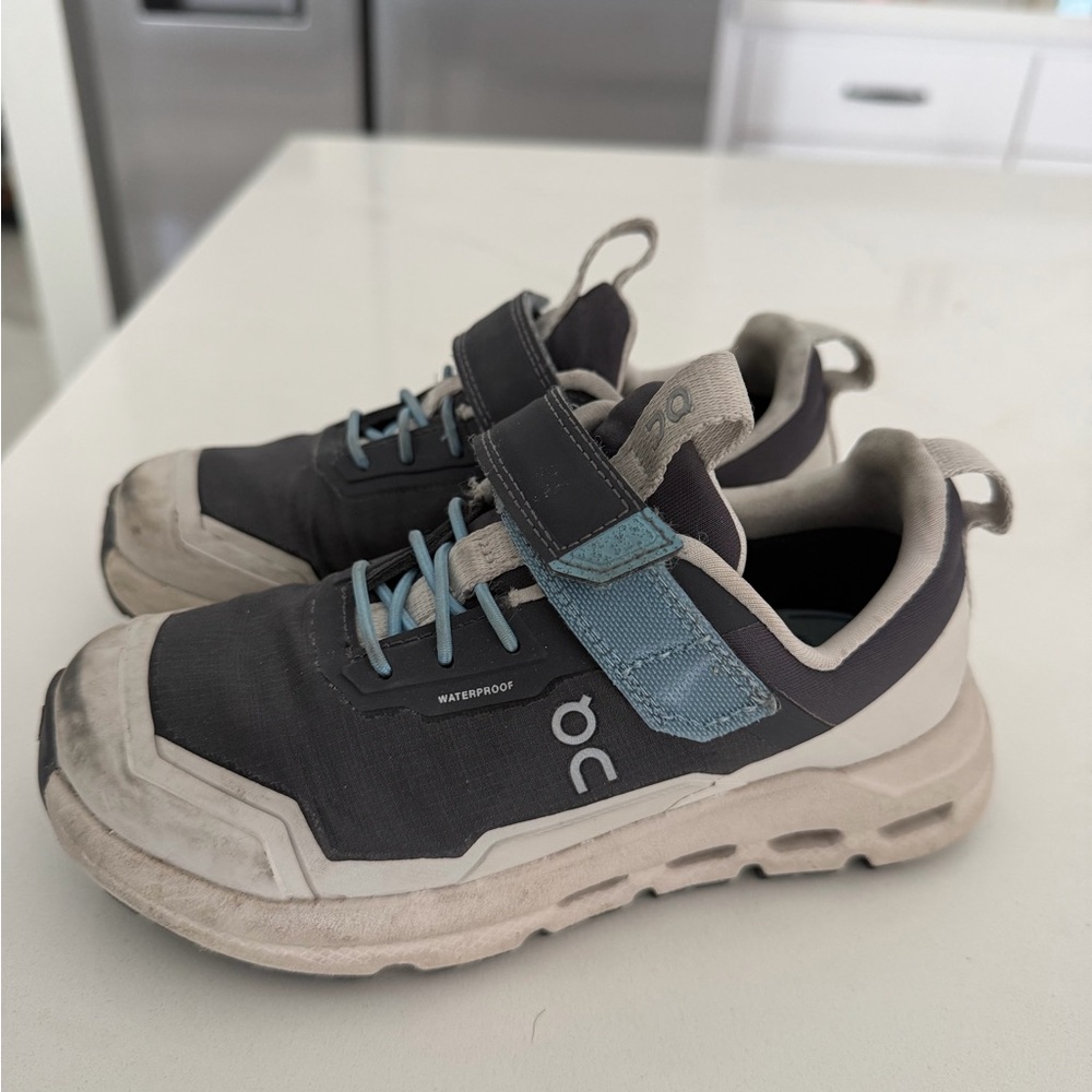 On Running Kids Dark Gray and Light Blue Waterproof Sneakers